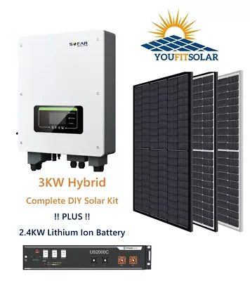 3KW Hybrid DIY Solar Kit With 48V Battery Storage. Fit Yourself And Save £££'s • £3995