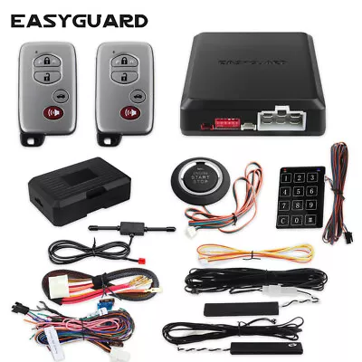 Easyguard Car Alarm W Bypass Push Button Engine Starter Keypad Entry Auto Start • $134.89