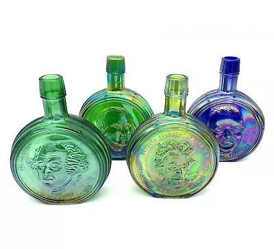 Wheaton Village Glass 8” X 6” President Round Bottles-  Lot Of 4 • $39.96
