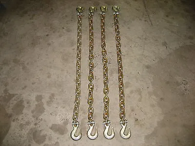 (4) 3/8 X 4' Grade 70 Transport Chains - High Quality. With G70 Grab Hooks • $121.56