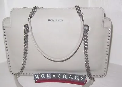  Michael Kors New Astor Large Satchel Grey Cement Leather Studded  NWT $368 • $158.99