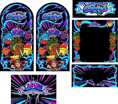 Multicade Galaga Arcade Side Art 6pc Blue Set Quality Mame Bezel CPO Marquee • $109.99