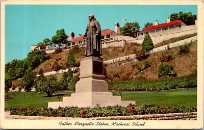 MICHIGAN Father Marquette Statue Mackinac Island On Rampart Of History Sent 1964 • $3.49