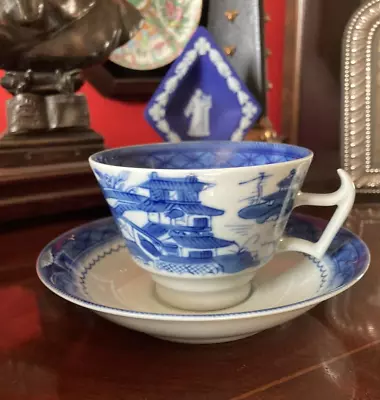 Mottahedeh Historic Charleston Blue Canton Teacup & Saucer Porcel • $24.95