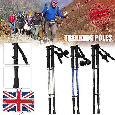 1 Pair Walking Sticks Set Poles Anti-Shock Telescopic Adjustable Trekking Hiking • £10.99