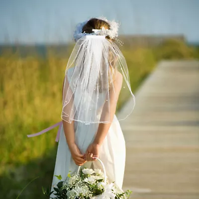 Wedding Veil With Comb - Short Tulle Bridal Veil - Pearl Veil For Bride - White • $8.63