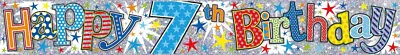 7th Birthday Boy Multi Banner/ Age 7 Boy Foil Multi Colour Party Decoration (SE) • £1.99