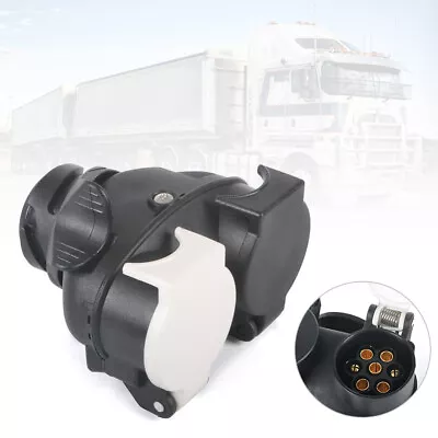 13 Pin Euro To 7 Pin Twin 12n 12s Short Towing Socket Adapter Caravan Electrics • £11.99