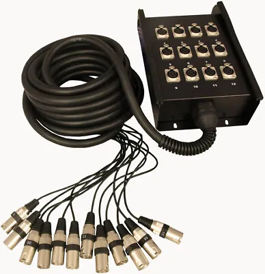 12 Input Stage Box Snake (INPUTS Only) Coded Flying Male XLR's 10m Lead • £85