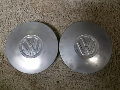 2 Vintage OEM Volkswagen VW Frosted Chrome 6  Center Caps Hubcaps VW Bug Or Bus • $14.99