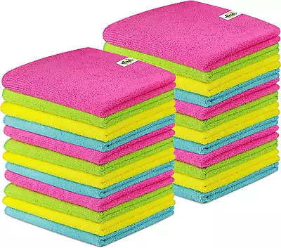 24 Pack Microfiber Cleaning Cloth Lint Free And Streak Free Towels For House Ca • $25.96