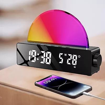Alarm Clock With Light Snooze Function Temperature Display Dimmable Desk Lamp AU • $24.89