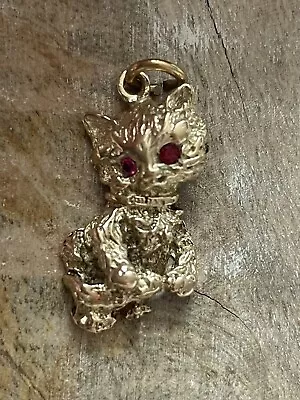 Vintage Cat Kitten 9ct Gold Charm Necklace • £225