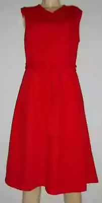 1970's Red Orange Sleeveless Dress Russ Togs Belted Back Zip Size Medium • $17.99