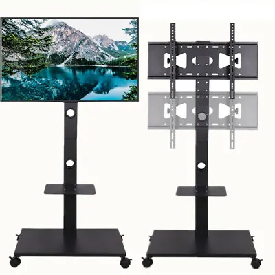 TV Stand With Bracket For 32 - 65 Inch TV's Black Cantilever Floor Glass Shelves • £56.96