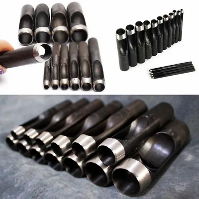 1～25mm Round Hollow Punch Hand Tools Hole Punching Leather Gasket CARBON Steel • $16.89