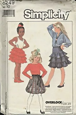 Vintage Girls' Ruffled Skirt Pattern Size 10 Simplicity 8249 Serger Bubble Uncut • $9.50