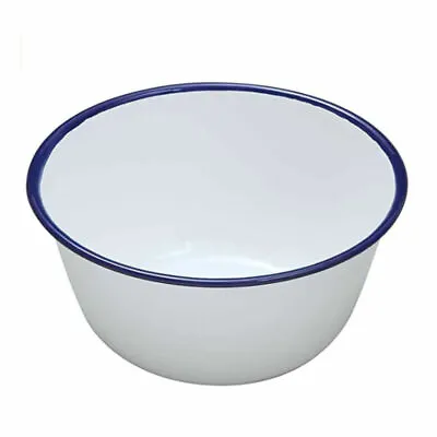 Falcon Enamelware Pudding Basin 10cm White/Blue • £6.07