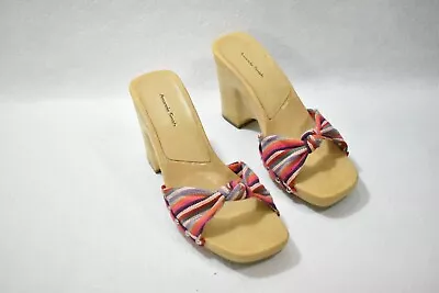 $18.99 • Buy Amanda Smith Shoes Sandals Striped Wedge Heels Size 8 Women's New 