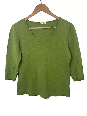 Eileen Fisher Womens Green Linen Cotton V-Neck Pullover Sweater Size Medium • £19.94