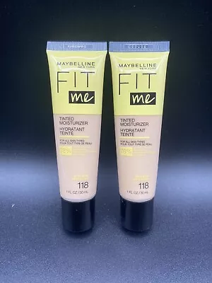 Lot Of 2 Maybelline Fit Me Tinted Moisturizer Natural Coverage Face Makeup 118 • $5