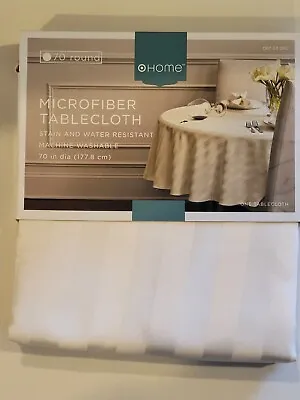 Home Microfiber Fabric Tablecloth 70  Round Stain/Water Resistant Ivory Stripe09 • $22.56