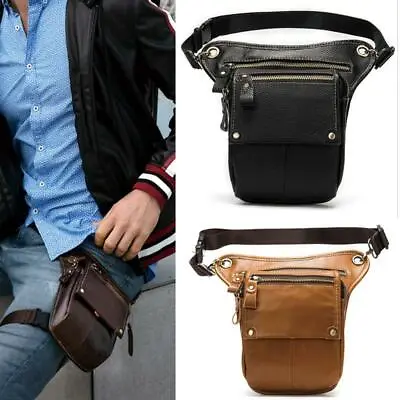 Men Genuine Leather Fanny Pack Waist Bag Leg Bag Waist Belt Sport Thigh Pack • $34.44