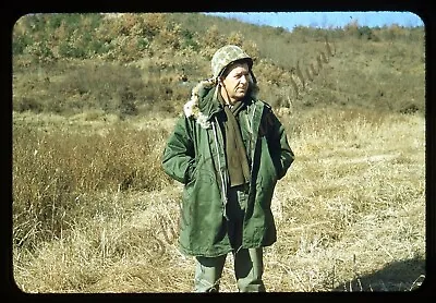 Korea Military Man Helmet Coat Uniform 1950s 35mm Slide Red Border Kodachrome • $30.33