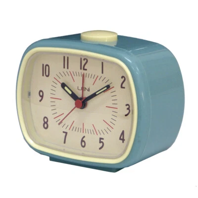 $28 • Buy Leni Retro Vintage Rectangle Bedside Analogue Beep Alarm Clock Smokey BLU