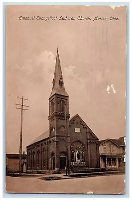 Marion Ohio OH Postcard Emanuel Evangelical Lutheran Church 1909 Vintage Antique • $19.47