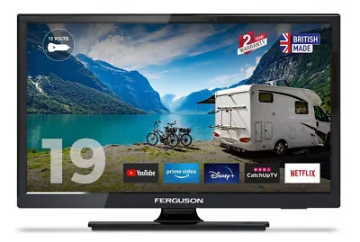 £185 • Buy FERGUSON 19  INCH SMART TV 12v VOLT FREEVIEW HD WIFI HDMi USB CARAVAN TV