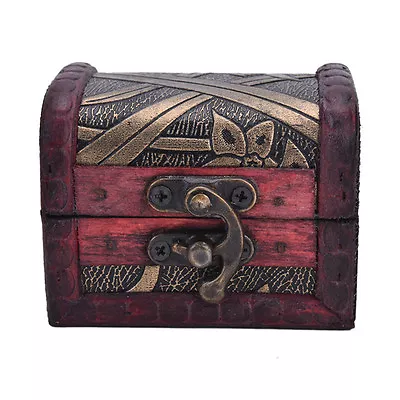 Vintage Jewelry Lock Necklace Bracelet Storage Organizer Wooden Case Gift BoBSA • $8.10