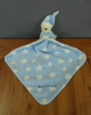 Mothercare Blue Bedtime Bear Baby Comforter With Stars On Blankie • £5