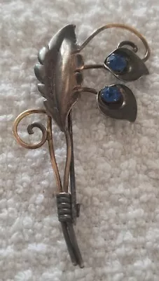 Vintage Signed Van Dell Sterling Silver Brooch Pin Flower With Blue Accent... • $10