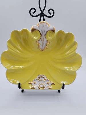 $49.99 • Buy VA Vista Alegre Yellow Gold Shell Portugal Dish