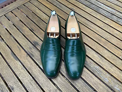 John Lobb Bespoke Green Loafers Shoes 8.5 - 9 UK With Fitted Toe Taps • £425