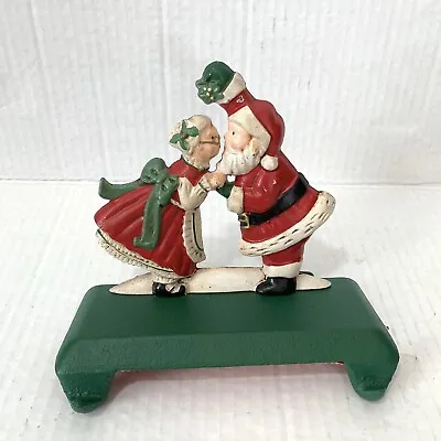 Midwest Cast Iron Stocking Holder 2 Hooks Cast Iron Santa Mrs Claus Mistletoe • $49.99