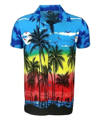 Mens Hawaiian Stag Aloha Holiday Beach Summer Fancy Tree Party Shirt Palm S-xxl • £8.99