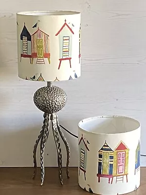 Small Table Lampshade Beach Hut Pattern Lampshade Coastal Theme Decor • £25