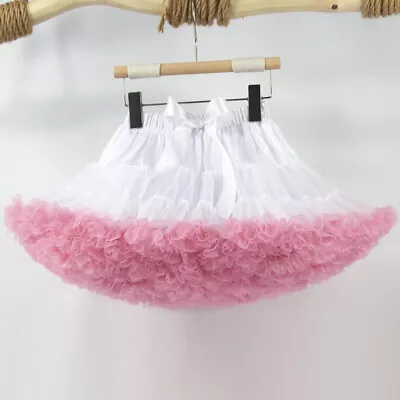 Girls Rainbow Tulle Dress Toddler Tutu Layered Petticoat Pleated Mini Skirt • £9.99