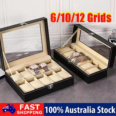 12 Grids Watches Box Leather Gift Storage Case Jewelry Display Organizer Holder • $15.19