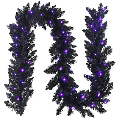 Topbuy 9FT Pre-lit Halloween Garland Artificial Halloween Rattan W/ 50 Purple • $29.95