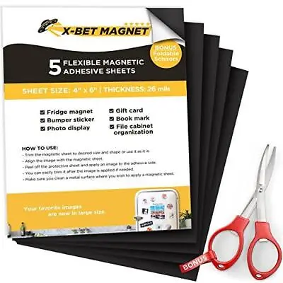 Magnetic Sheets With Adhesive Backing - Each 4  X 6  - Flexible Magnetic Paper • $8.39