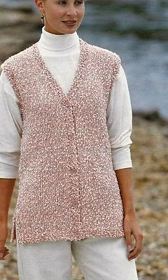 #195 Ladies Chunky Long Waistcoat 32-40  81-102cm Vintage Knitting Pattern  • £3.49