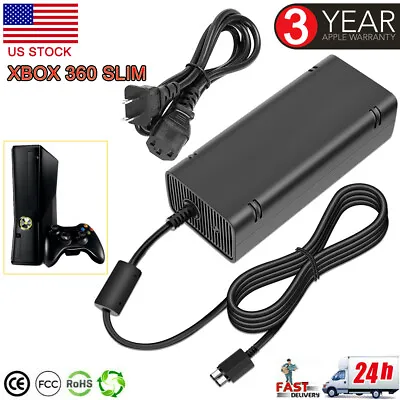 $17.95 • Buy For Xbox 360 Slim Brick Adapter Power Supply Cable 135W 12V AC Charger US Plug