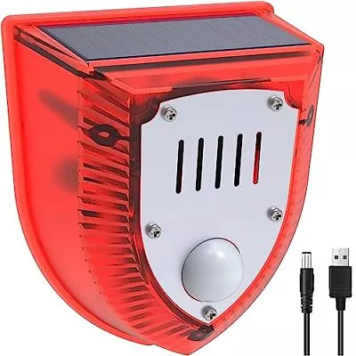 Revamped Solar Outdoor Motion Detector Alarm With 129dB Dog Barking & Gunshot  • $28.64