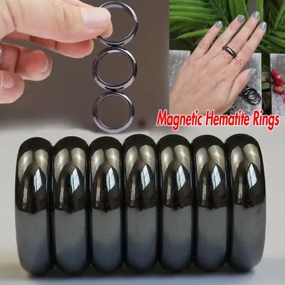 10PCS Mix Size Black Hematite Stone Magnetic Rings For Men Women • $9.99