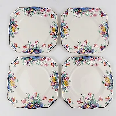 4 Vintage Royal Winton Grimwades Floral Square Bread & Butter Plates - 6 1/4  • $44.95