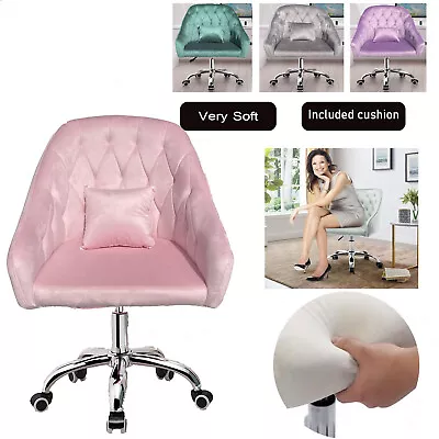 Velvet Desk Chair Adjustable Swivel Office Chair Vanity Chair For Home/Office • $91.97
