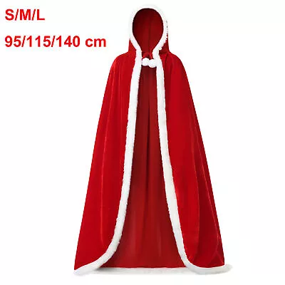 Christmas Halloween Costumes Cloak Mrs. Claus Santa Xmas Velvet Hooded Cape Robe • $17.99